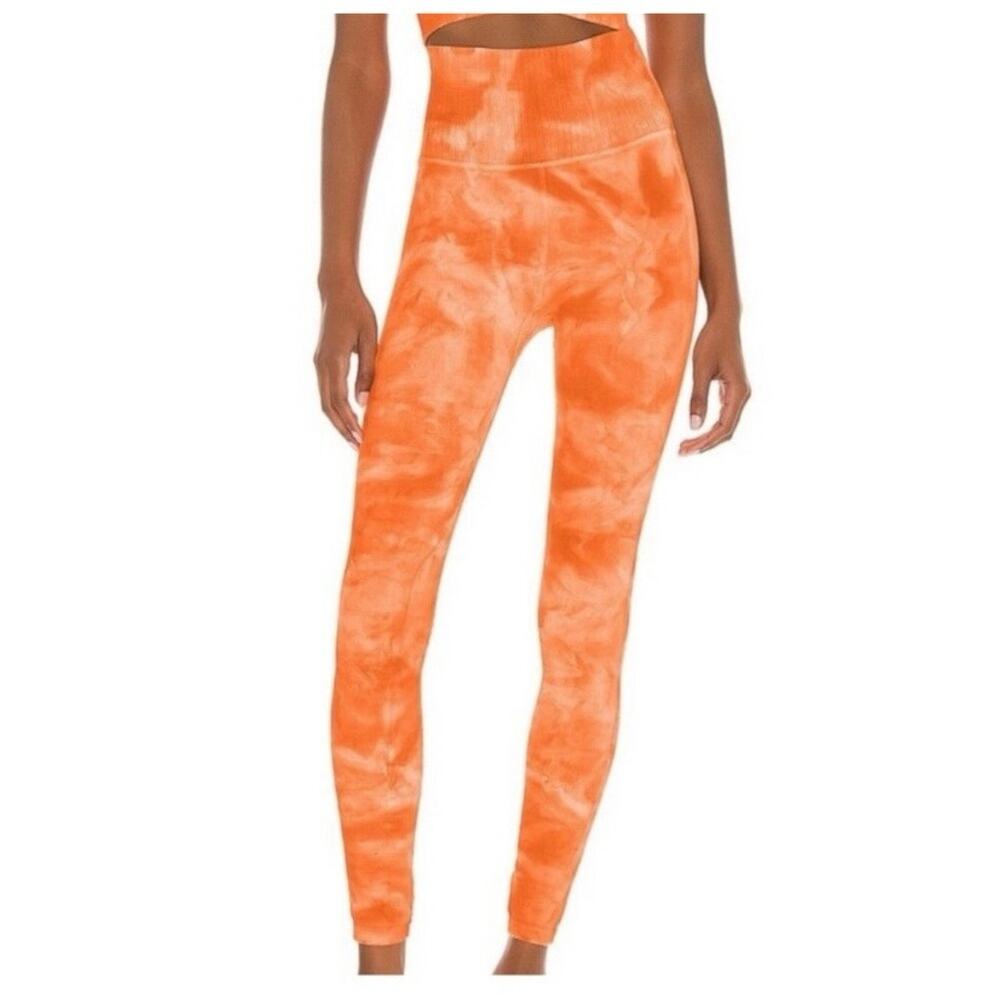 Free People Movement New Women's Good Karma Orange Tie Dye Leggings Size M/L